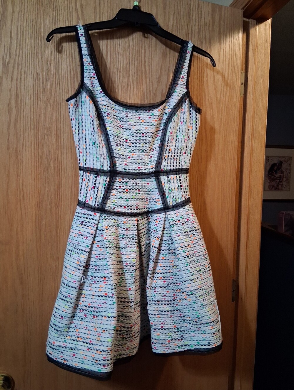 Milly Confetti Tweed Fit & Flare Sleevless Dress,Sz 2, Flirty Playful, Whimsical
